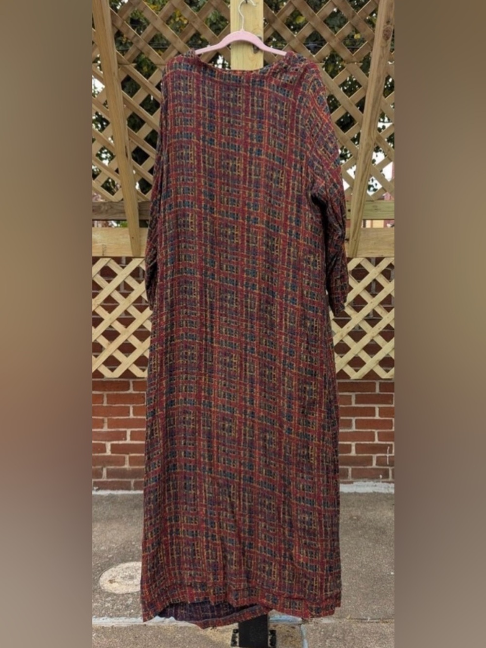 5/$25 Red, Yellow, & Green Faux Tweed Pattern Long Sleeve Kaftan/Abaya Dress